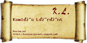 Komlós Lóránt névjegykártya